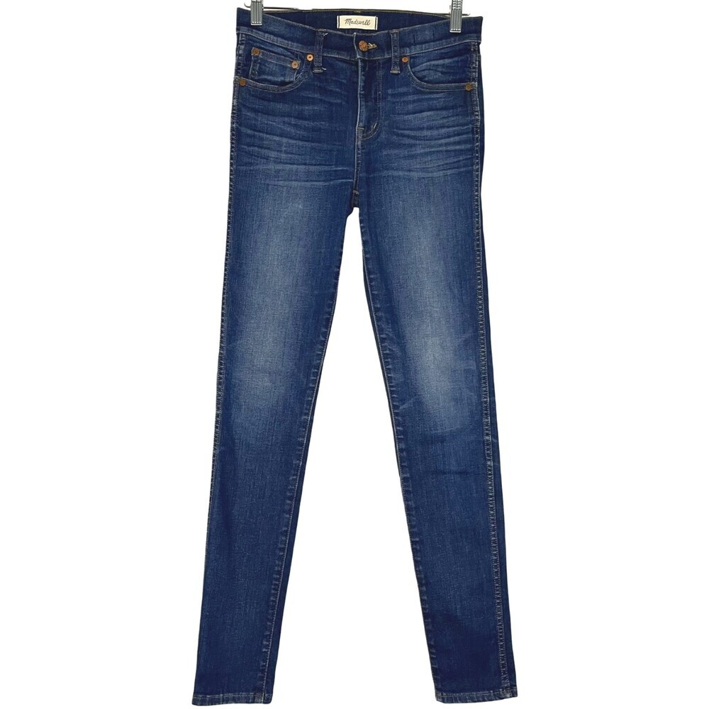 Madewell 9" High Riser Skinny Skinny Womens 26 Tall Dark Blue Whiskered